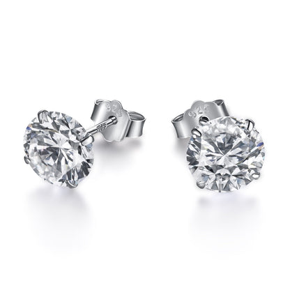 [Rose Jewellery]Stylish Shiny Round Center Stone Stud Earrings