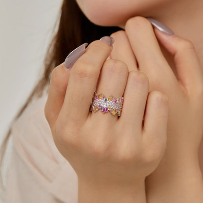 [Rose Jewellery]Luxurious Colorful Radiant Cut Daily Ring