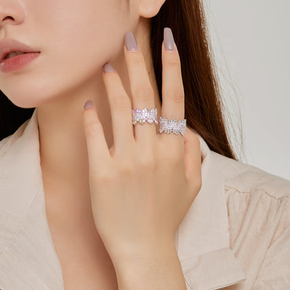 [Rose Jewellery]Luxurious Colorful Radiant Cut Daily Ring