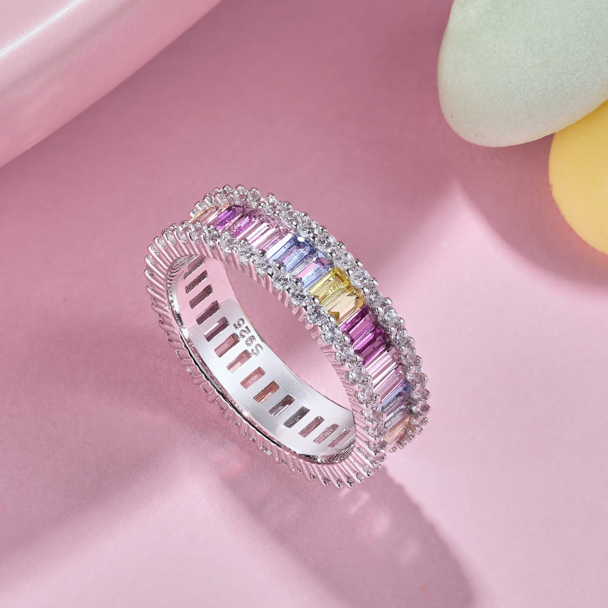 [Rose Jewellery]Dainty Kaleidoscopic Emerald Cut Daily Ring