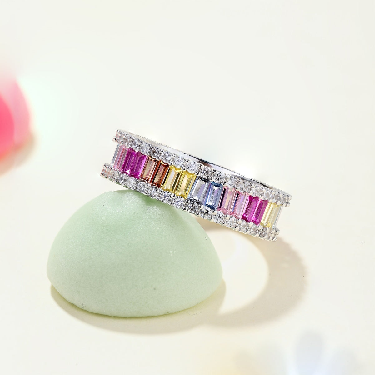 [Rose Jewellery]Dainty Kaleidoscopic Emerald Cut Daily Ring