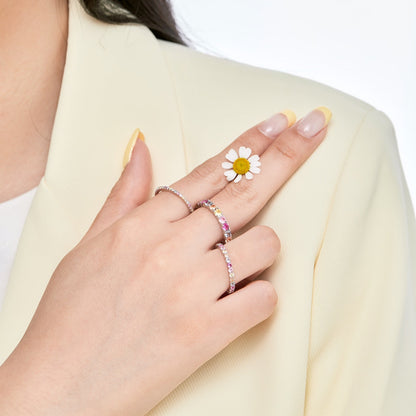 [Rose Jewellery]Dazzling Lustrous Round Cut Tennis Ring