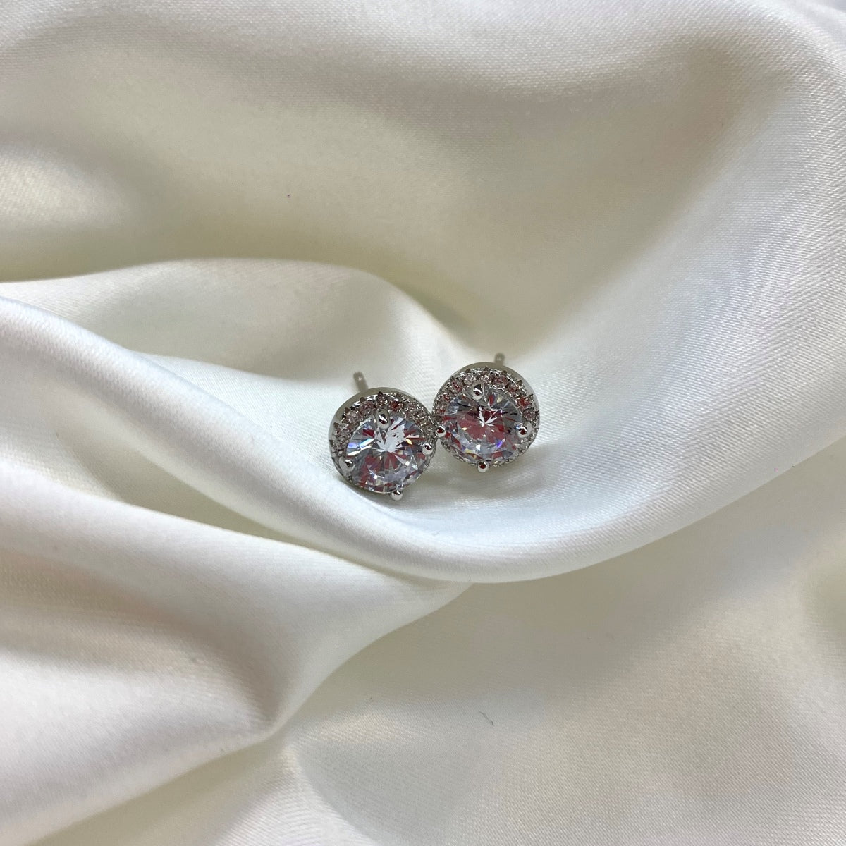 [Rose Jewellery]Classic Princess Round Shape Earrings