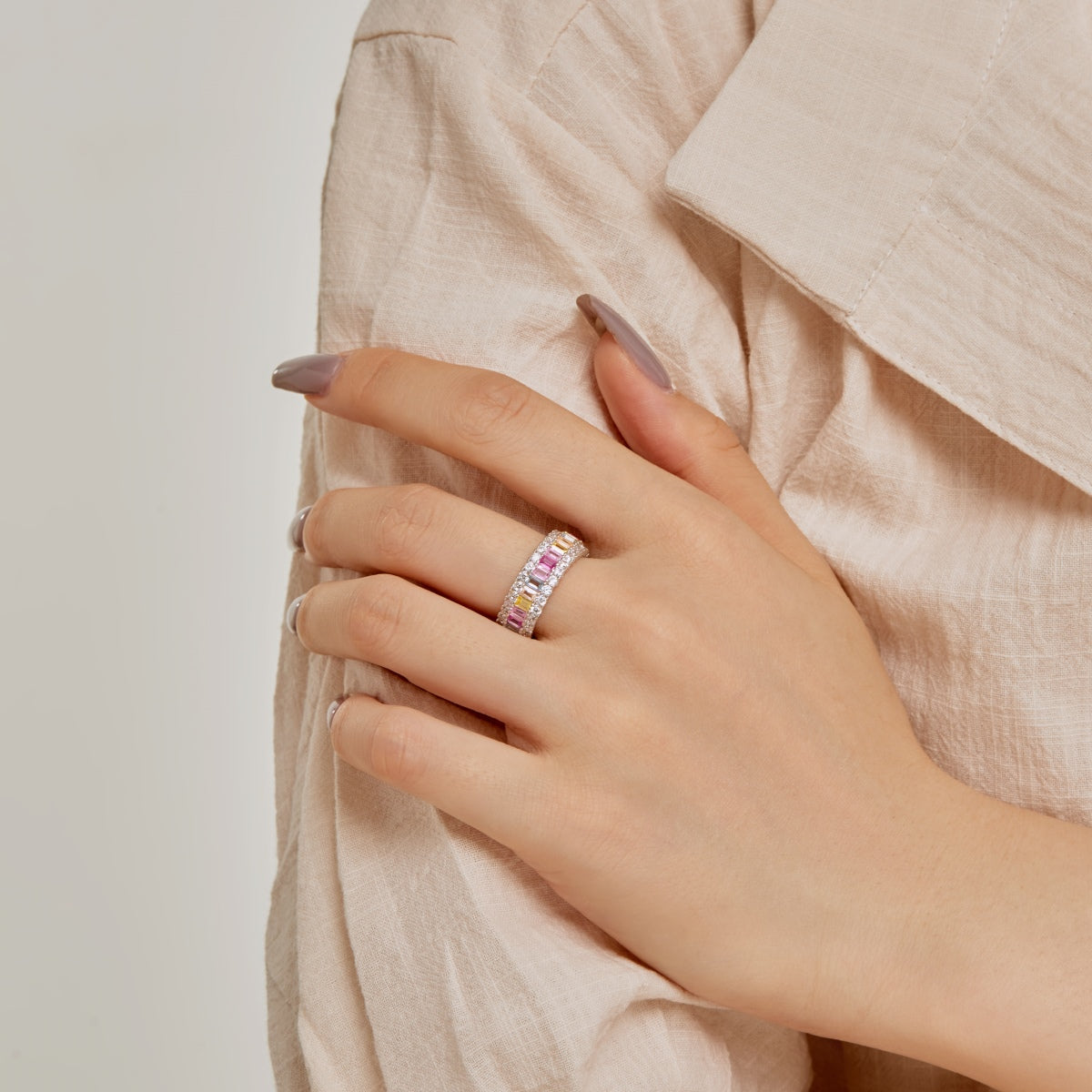 [Rose Jewellery]Dainty Colorful Radiant Cut Daily Ring