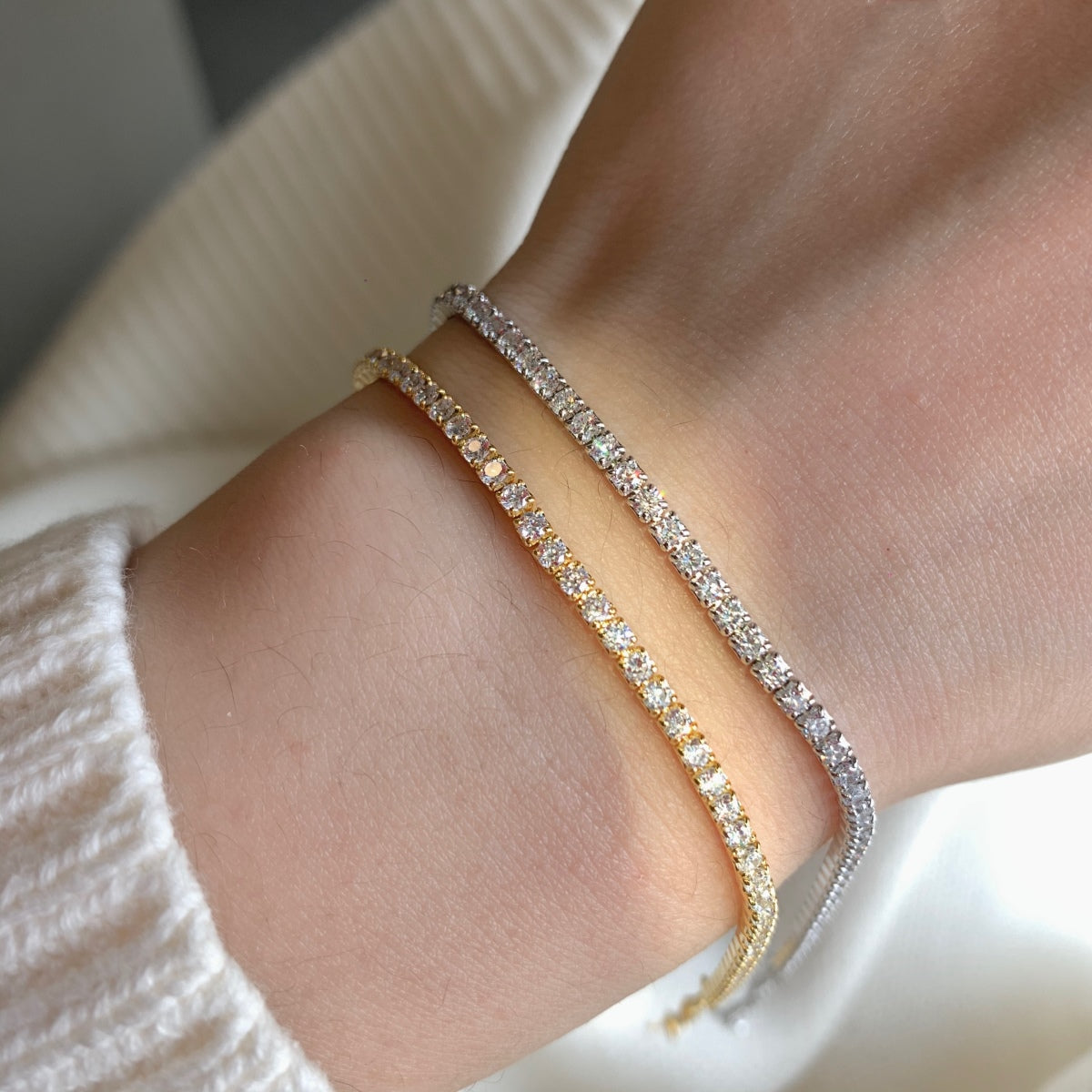 [Rose Jewellery]Radiant Shinning Princess Cut Tennis Bracelet