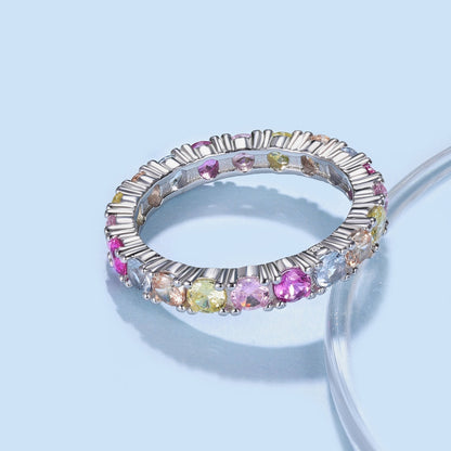 [Rose Jewellery]Dazzling Lustrous Round Cut Tennis Ring