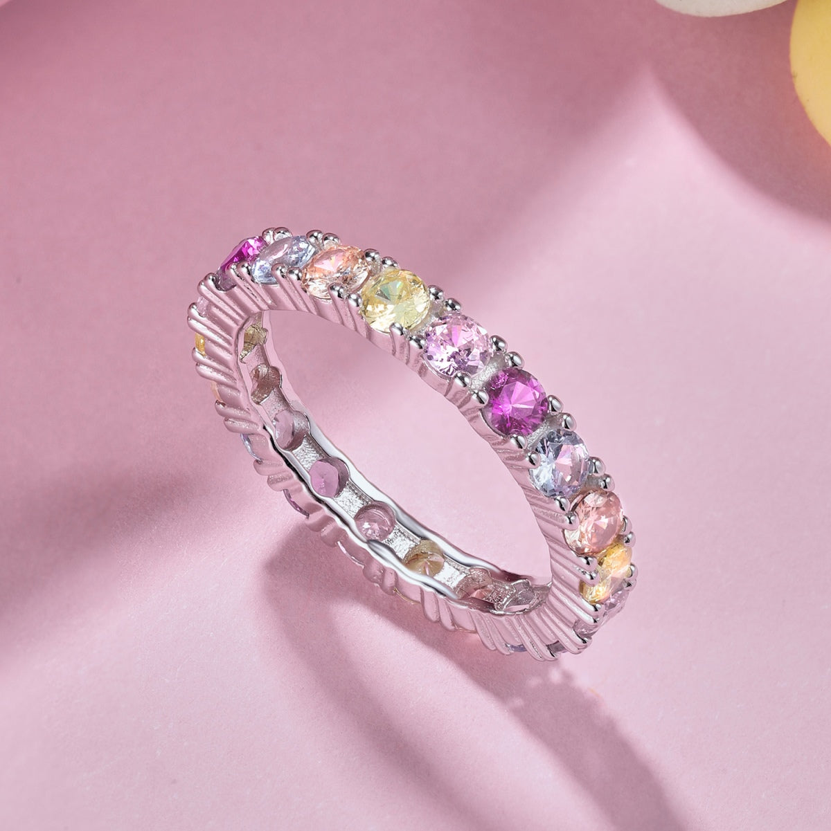 [Rose Jewellery]Dazzling Lustrous Round Cut Tennis Ring