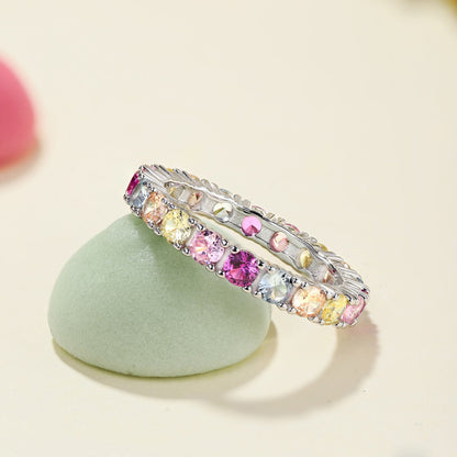 [Rose Jewellery]Dazzling Lustrous Round Cut Tennis Ring