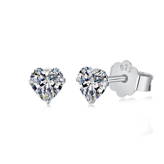 [Rose Jewellery]Sparkling Heart Shaped Simple Earrings