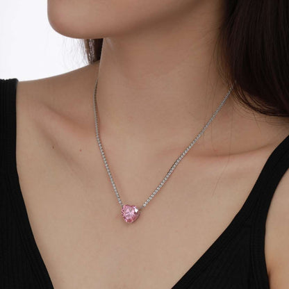 [Rose Jewellery]8.0 Carat Versatile Colorful Sweet Heart-Shaped Tennis Necklace