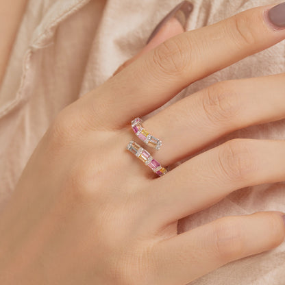 [Rose Jewellery]Charming Colorful Radiant Cut Adjustable Daily Ring