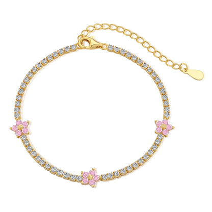 [Rose Jewellery]Sparkling Flower Shape Tennis Bracelet