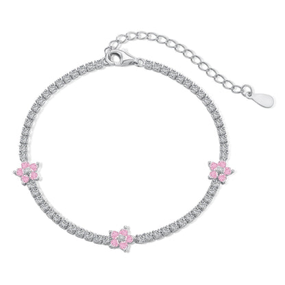 [Rose Jewellery]Sparkling Flower Shape Tennis Bracelet