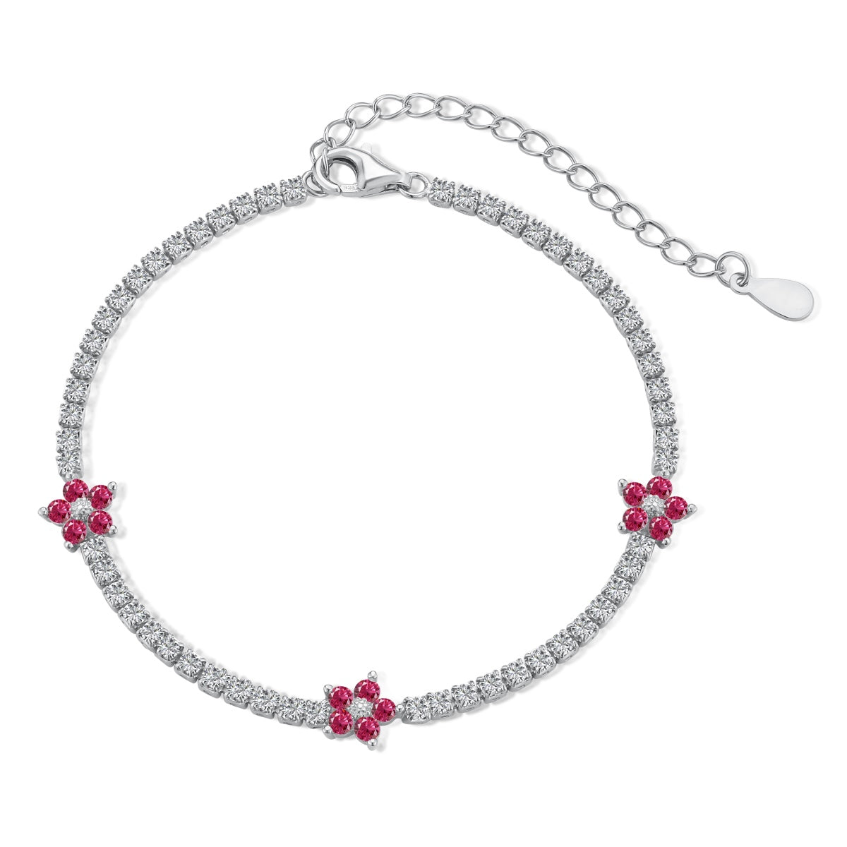 [Rose Jewellery]Sparkling Flower Shape Tennis Bracelet