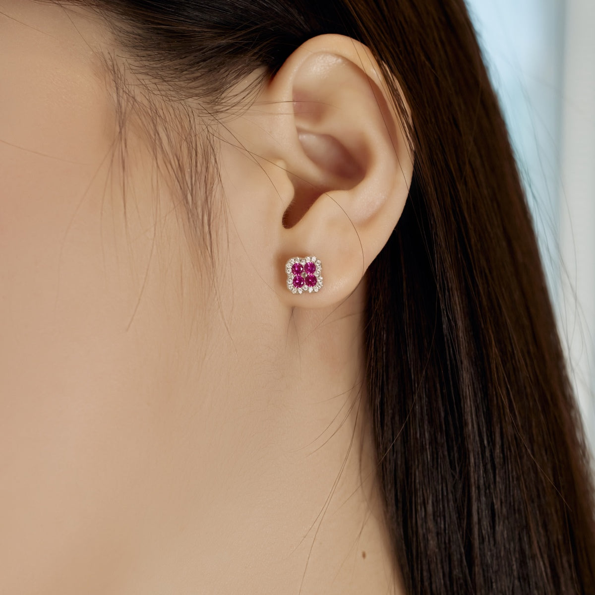 [Rose Jewellery]Four-Leaf Clover Flower Shaped Earrings