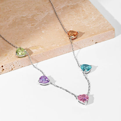 [Rose Jewellery]Sparkling Colorful Heart Cut Necklace