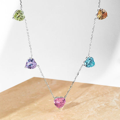 [Rose Jewellery]Sparkling Colorful Heart Cut Necklace