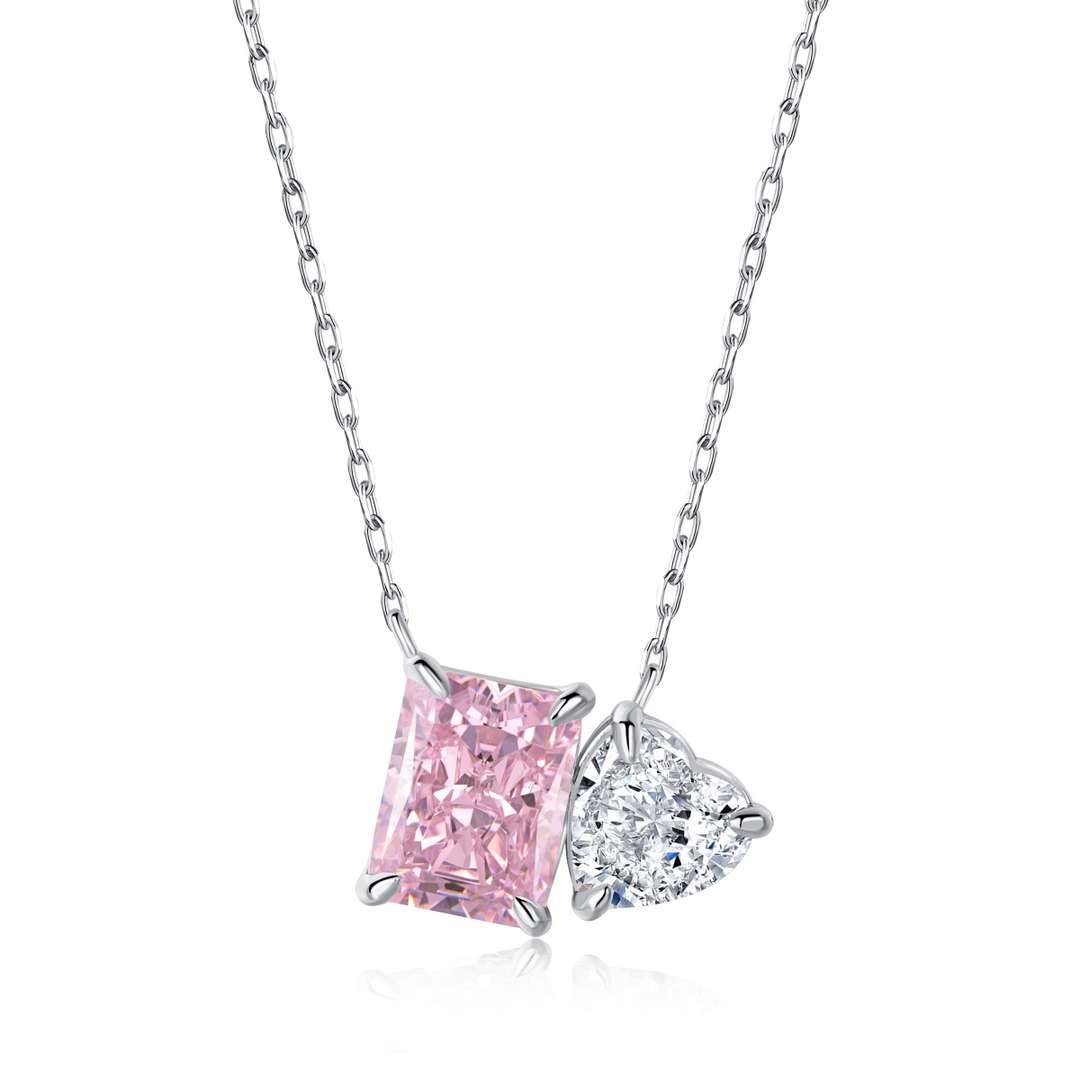 [Rose Jewellery]Dazzling Square & Heart Shape Necklace