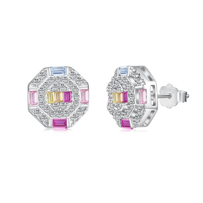 [Rose Jewellery]Ornate Colorful Octagon Shape Daily Earrings