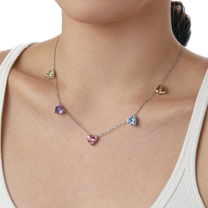 [Rose Jewellery]Sparkling Colorful Heart Cut Necklace