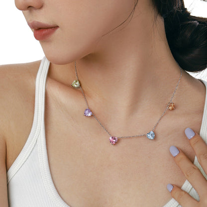 [Rose Jewellery]Sparkling Colorful Heart Cut Necklace