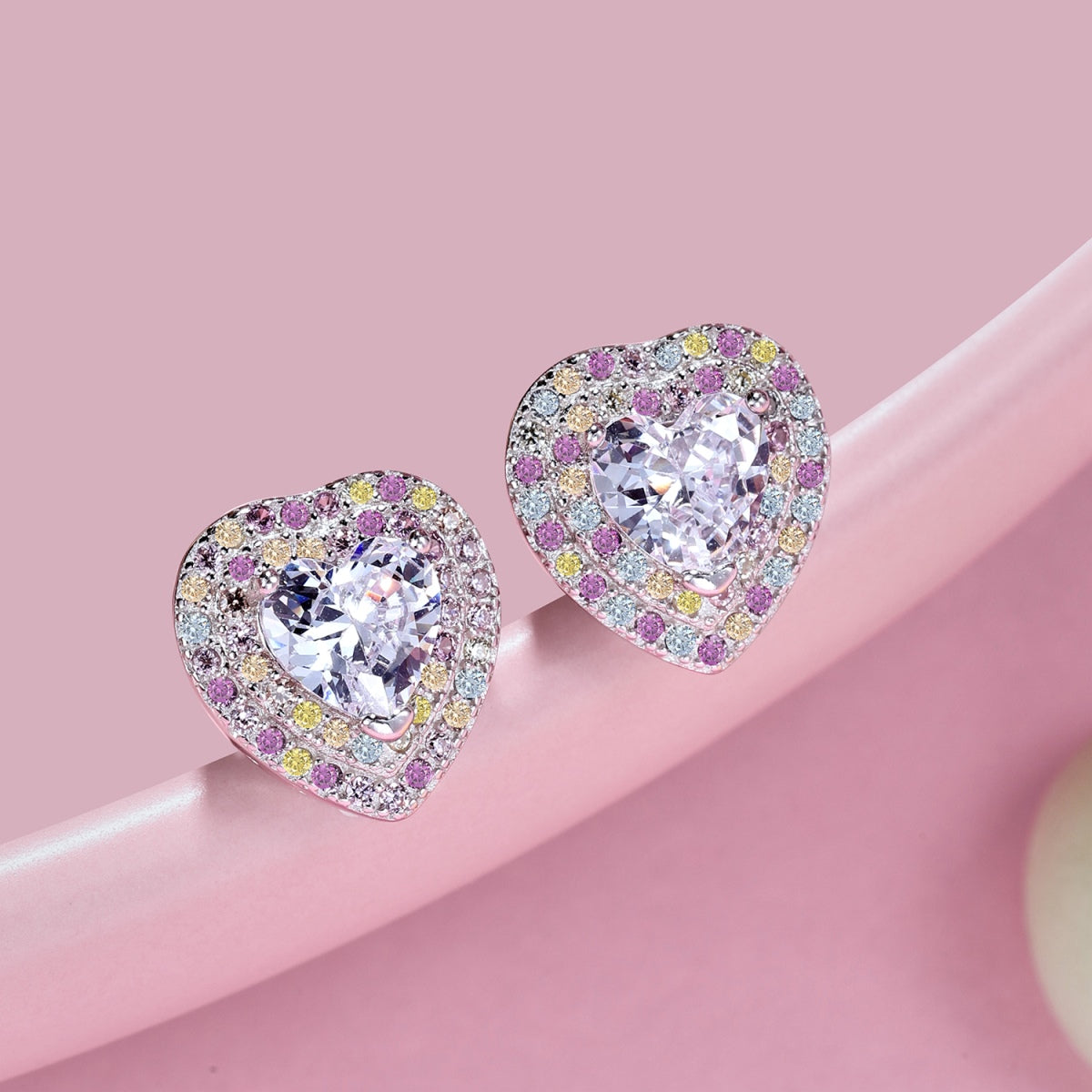 [Rose Jewellery]Dazzling Heart Shape Lover Earrings