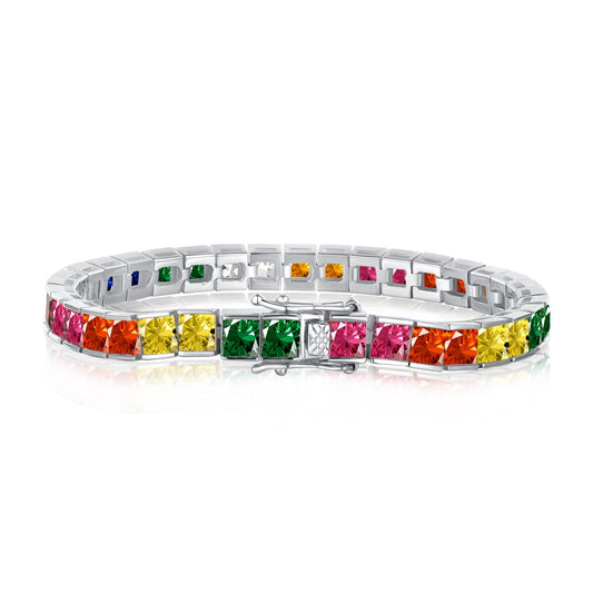 [Rose Jewellery]Radiant Colorful Princess Cut Tennis Bracelet