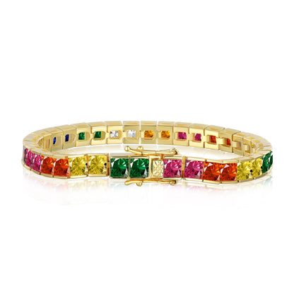 [Rose Jewellery]Radiant Colorful Princess Cut Tennis Bracelet