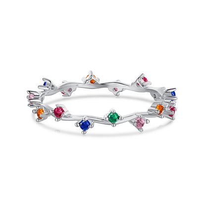 [Rose Jewellery]Radiant Colorful Round Cut Daily Ring