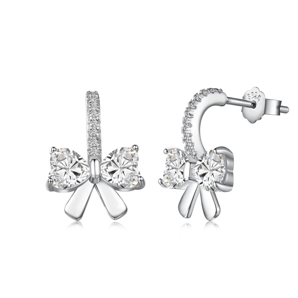 [Rose Jewellery]Exquisite Earrings With Heart-Shaped Bow Design