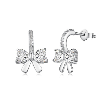 [Rose Jewellery]Exquisite Earrings With Heart-Shaped Bow Design