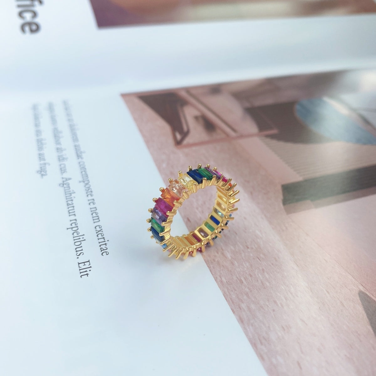 [Rose Jewellery]Unique Colorful Radiant Cut RIng