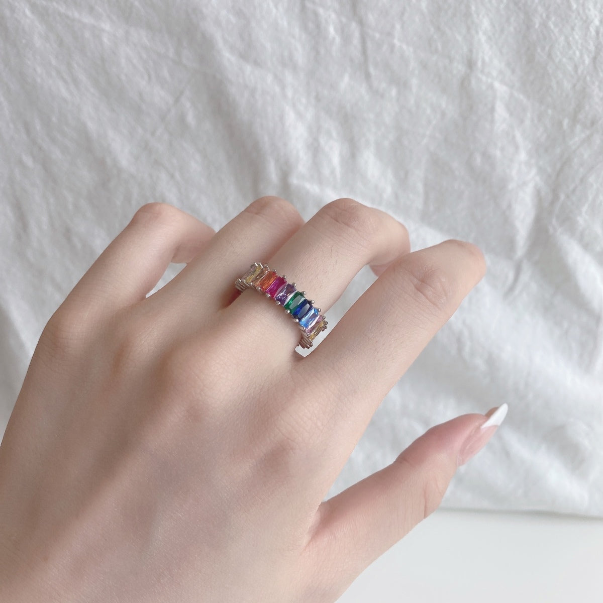 [Rose Jewellery]Unique Colorful Radiant Cut RIng