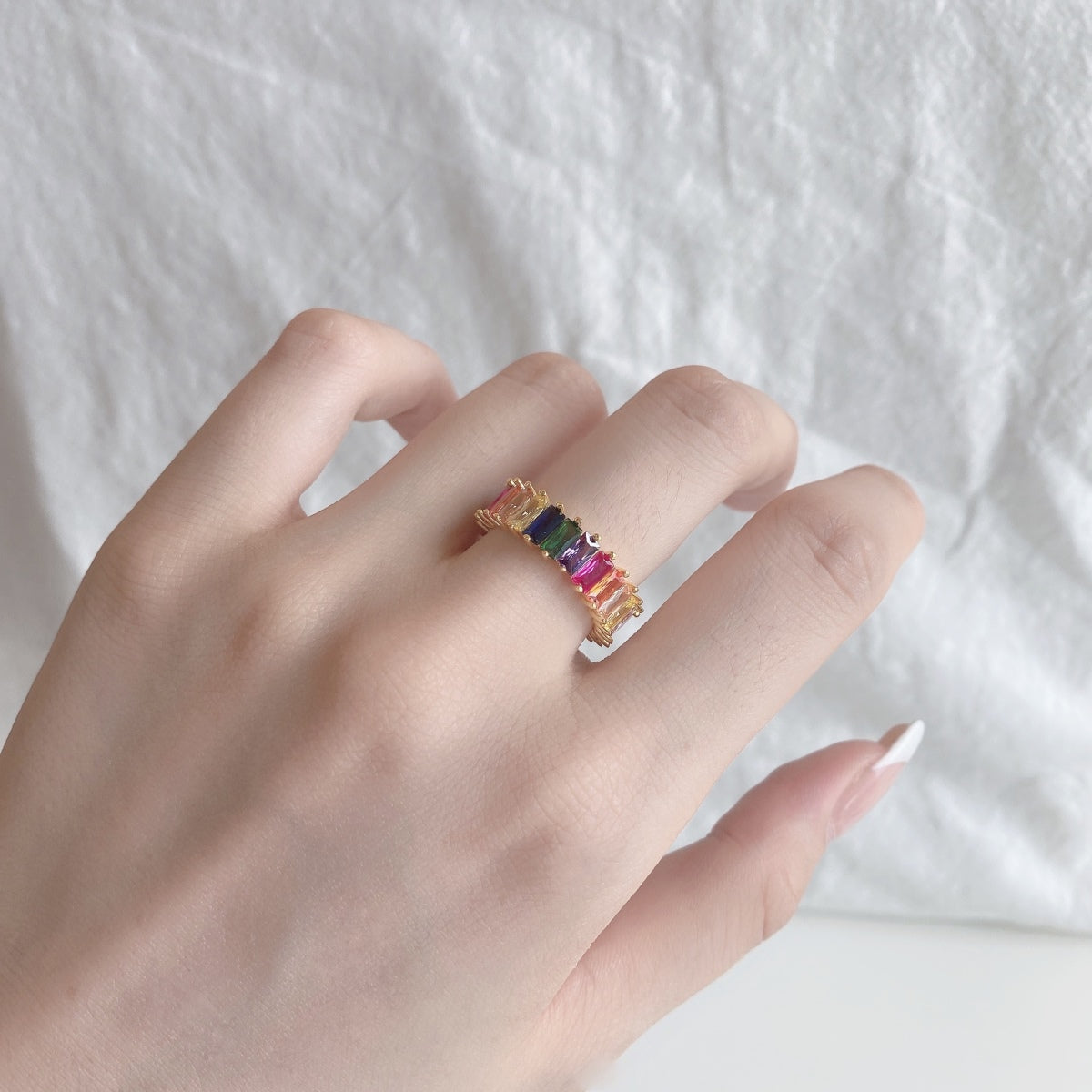 [Rose Jewellery]Unique Colorful Radiant Cut RIng