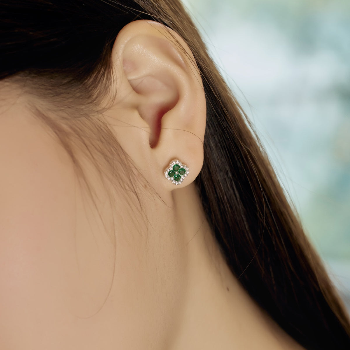 [Rose Jewellery]Four-Leaf Clover Flower Shaped Earrings