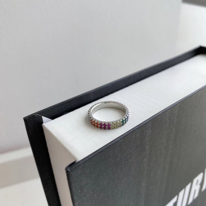 [Rose Jewellery]Unique Colorful Round Cut Tennis Ring