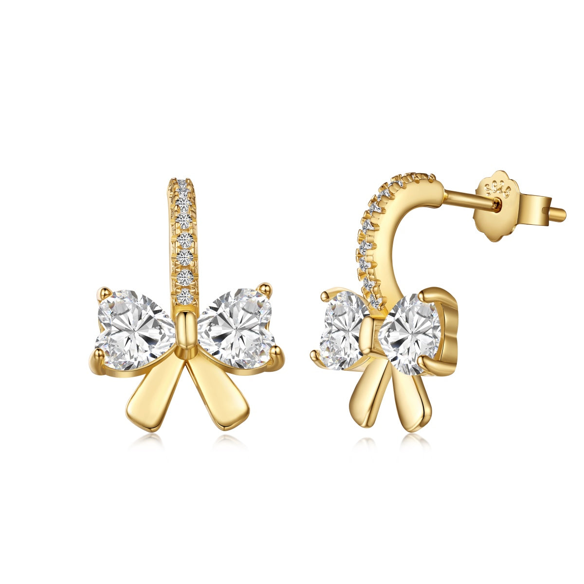 [Rose Jewellery]Exquisite Earrings With Heart-Shaped Bow Design