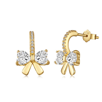 [Rose Jewellery]Exquisite Earrings With Heart-Shaped Bow Design