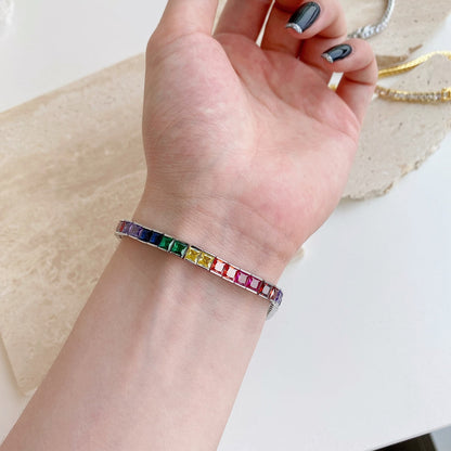 [Rose Jewellery]Radiant Colorful Princess Cut Tennis Bracelet