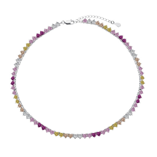 [Rose Jewellery]Sparkling Colorful Full Heart Tennis Necklace