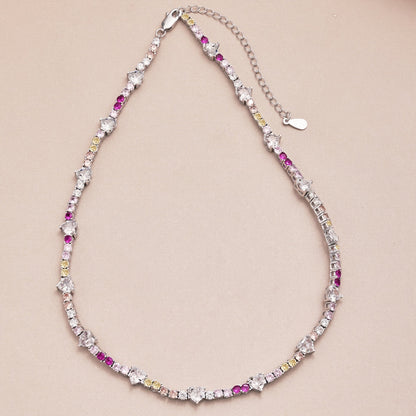 [Rose Jewellery]Delicate Colorful Rainbow Tennis Chain