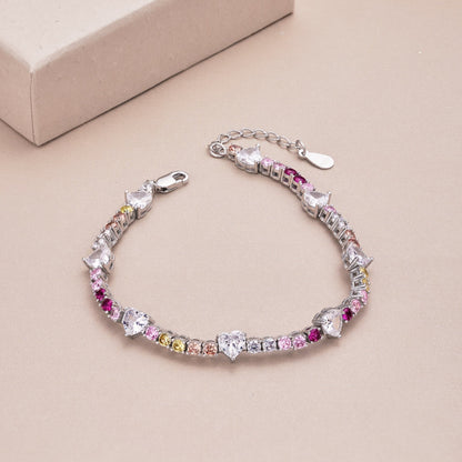 [Rose Jewellery]Romantic Heart Shape Round Cut Lover Bracelet