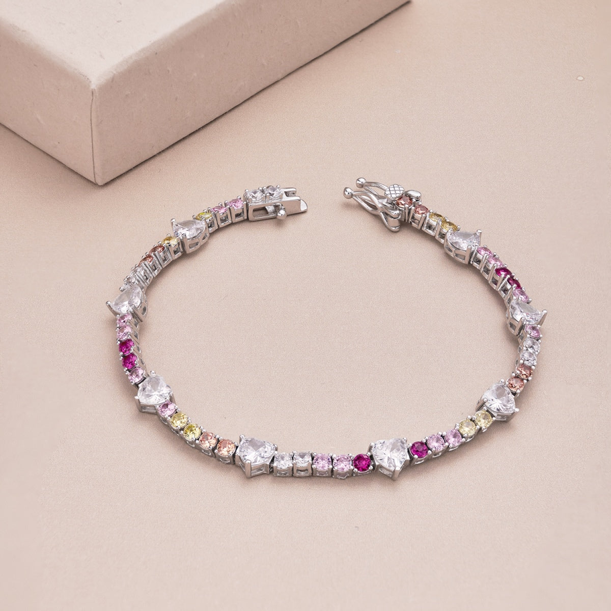 [Rose Jewellery]Romantic Heart Shape Round Cut Lover Bracelet