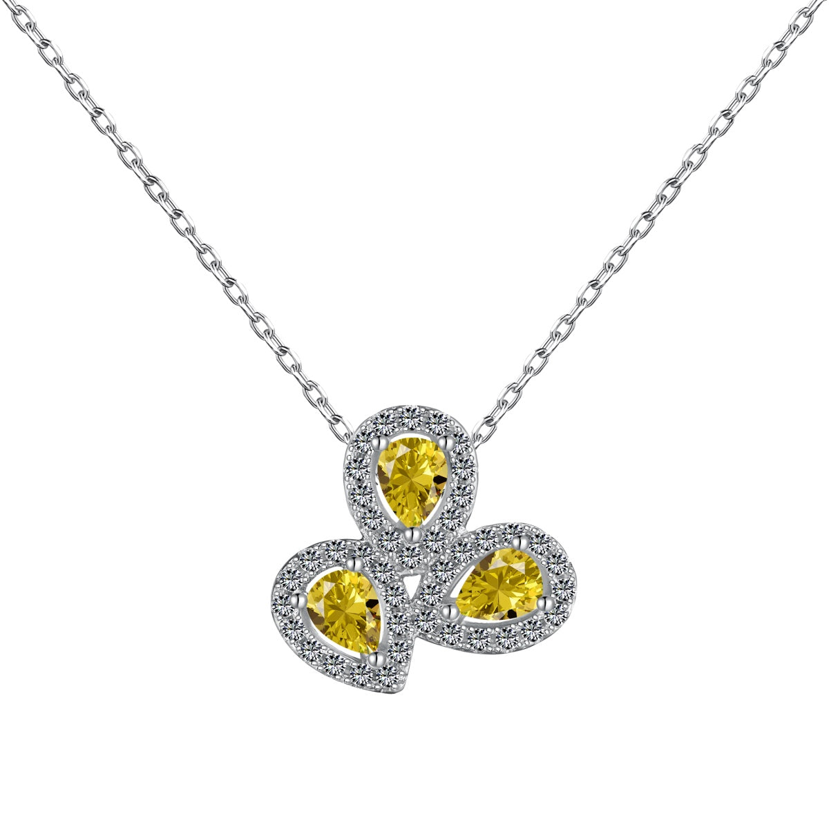 [Rose Jewellery]Elegant Flower Shape Pear Cut Necklace