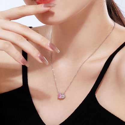 [Rose Jewellery]Dazzling Square & Heart Shape Necklace