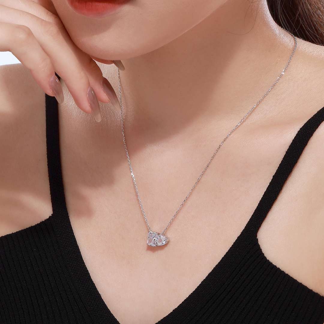 [Rose Jewellery]Dazzling Square & Heart Shape Necklace