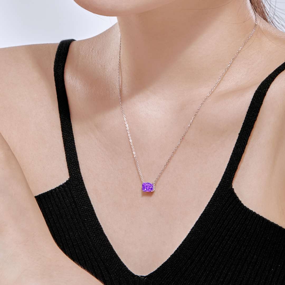 [Rose Jewellery]Luxurious Square Shape Colorful Necalack