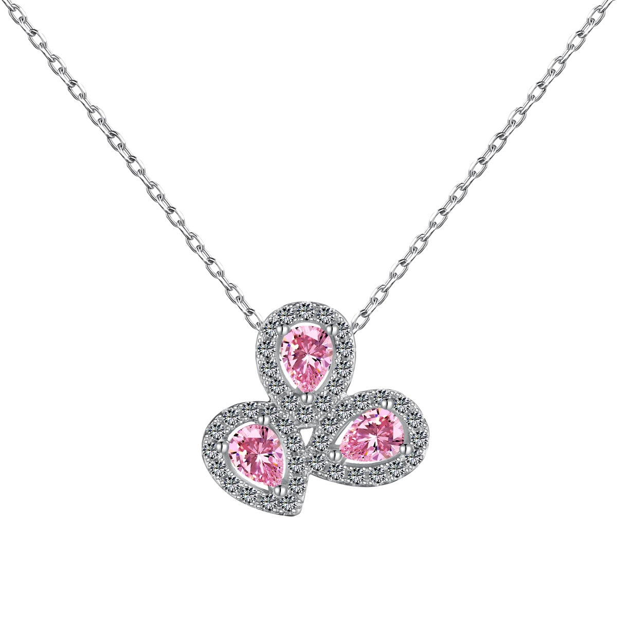 [Rose Jewellery]Elegant Flower Shape Pear Cut Necklace