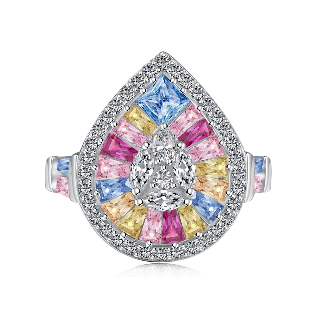 [Rose Jewellery]Elegant Colorful Water Drop Shape Banquet Ring