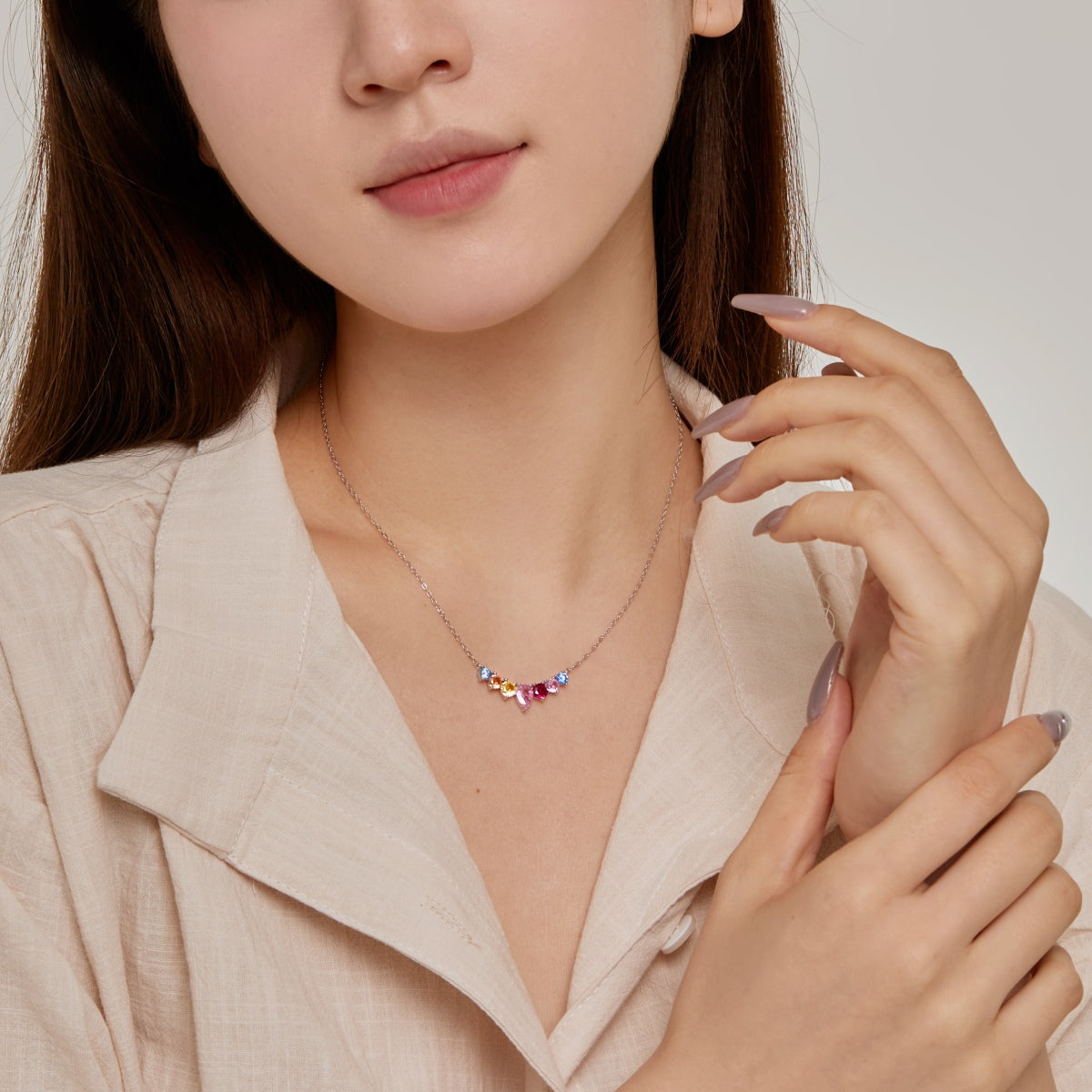 [Rose Jewellery]Dainty Colorful Heart Necklace